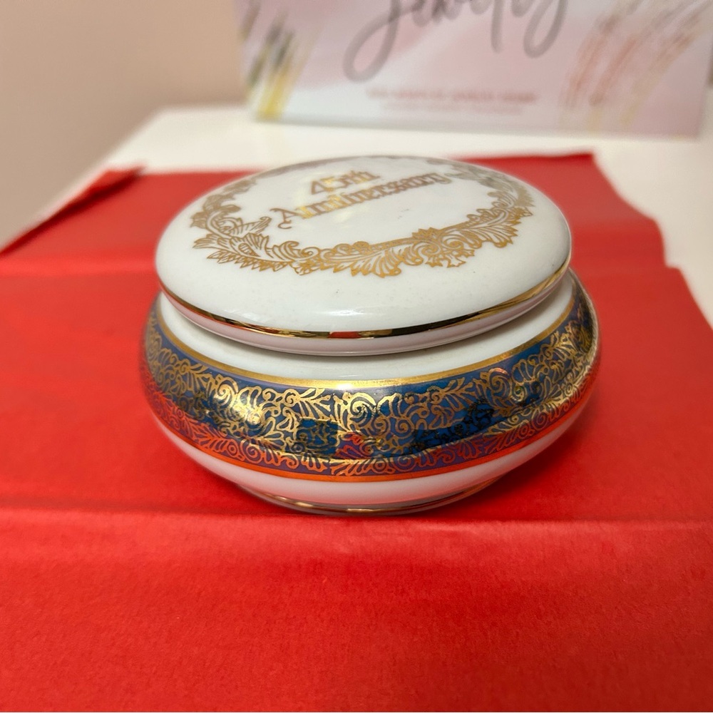 4/$100 vintage 40 wedding anniversary Elegant Gold and Blue Decorative Box 📦